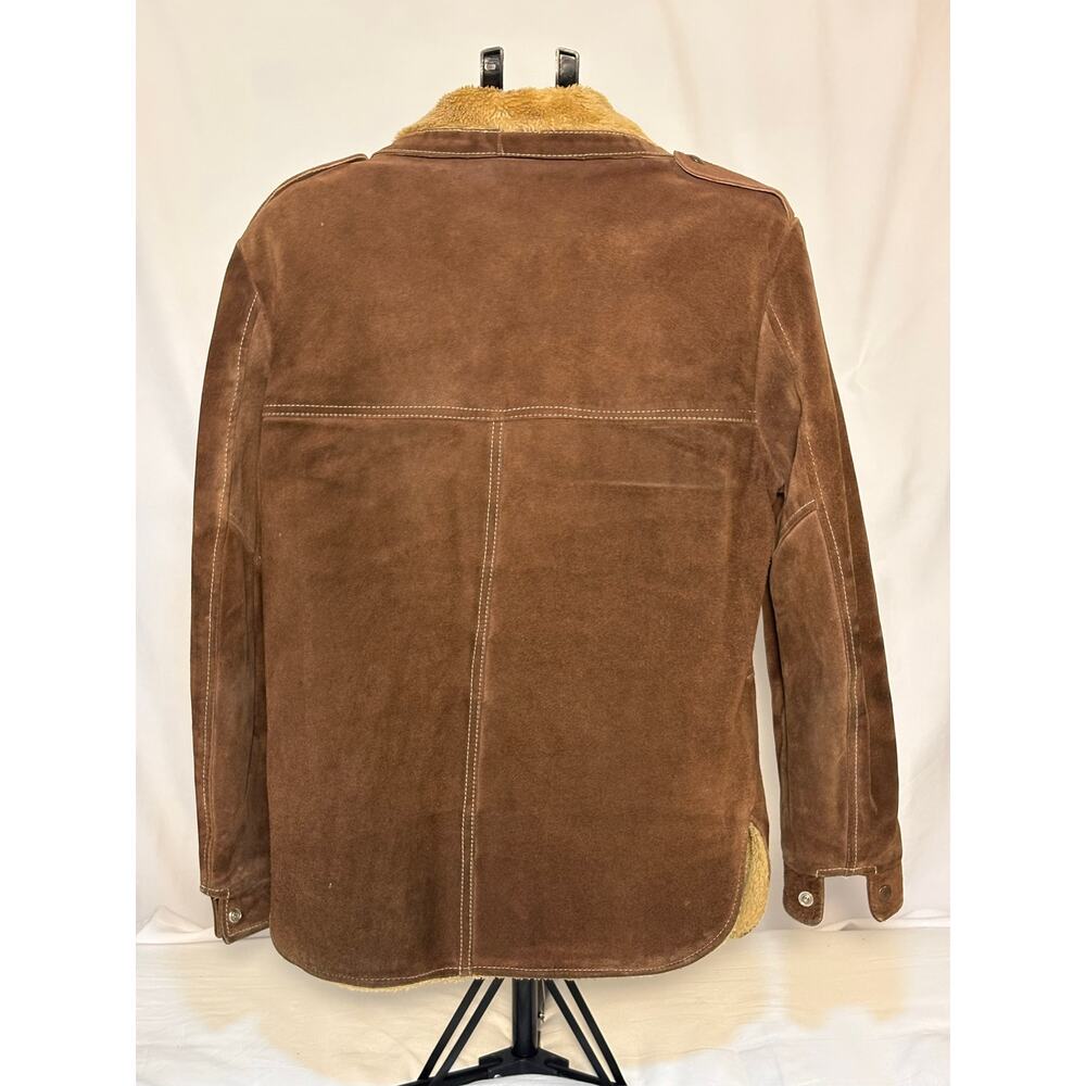 Vintage Brown Leather Faux Shearling Ranch Coat Men’s 38 - Picture 4 of 9